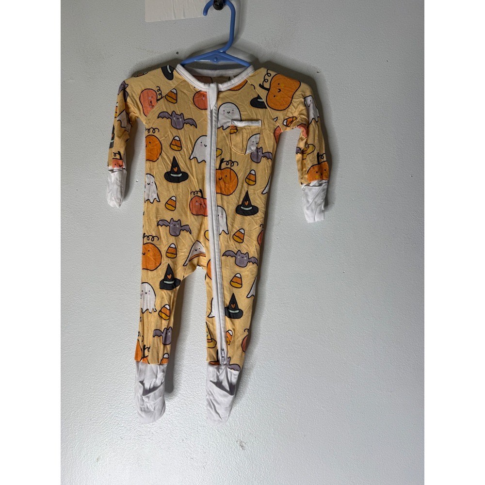 PB + Grape Halloween Bamboo Footed Sleeper 0-3 Months Pumpkin Ghost Two-Way Zip
